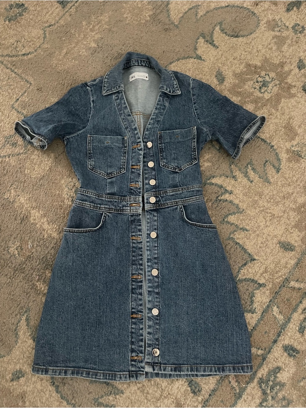Zara denim button front short sleeve dress. Size sm - Picture 4 of 16